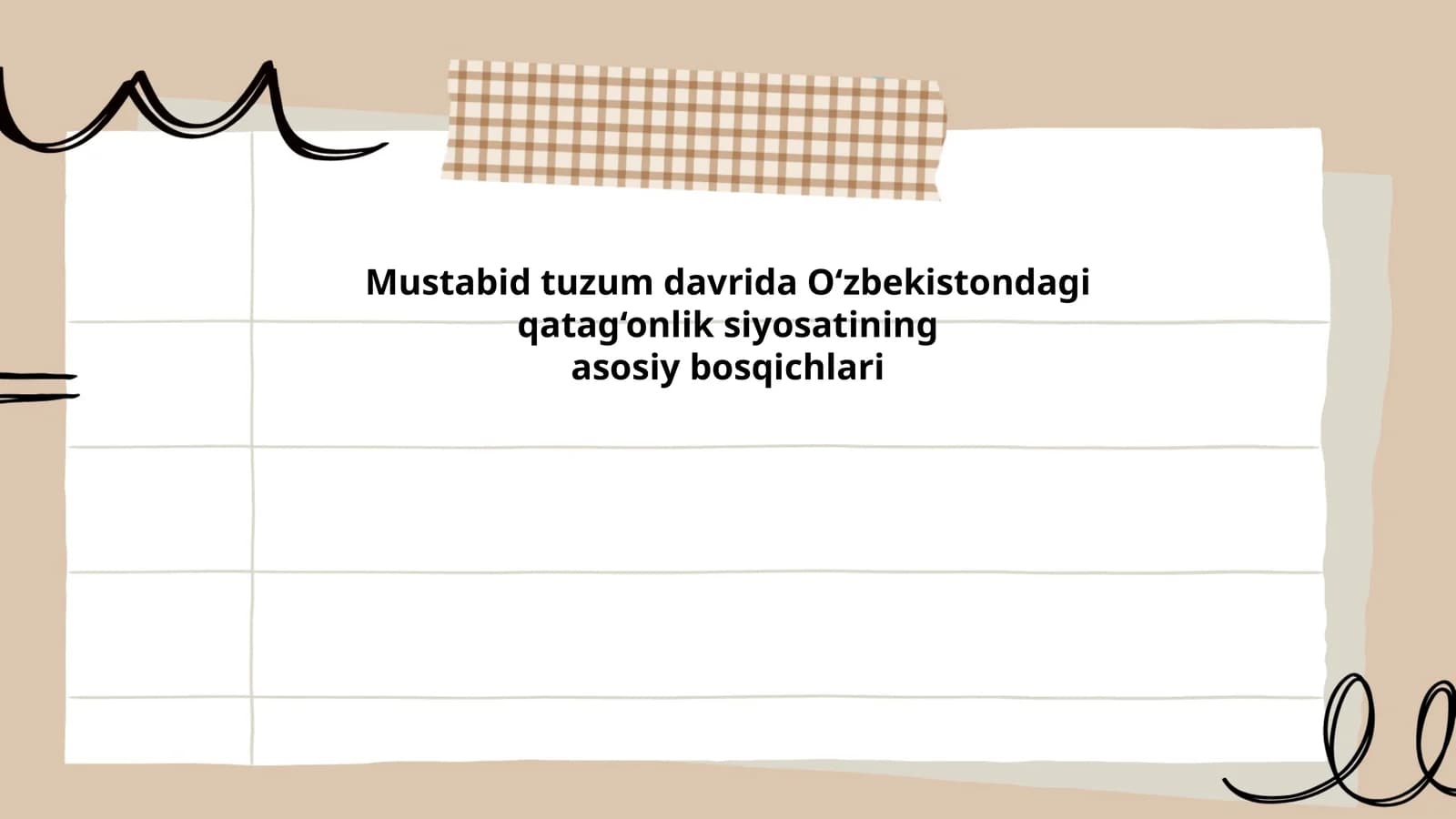 Mustabid tuzum davrida O‘zbekistondagi qatag‘onlik siyosatining asosiy bosqichlari