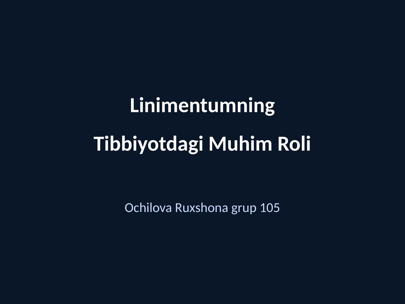 Linimentumning Tibbiyotdagi Muhim Roli