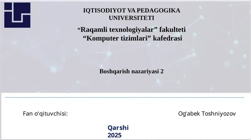 Fano‘qituvchisi:Og‘abekToshniyozov