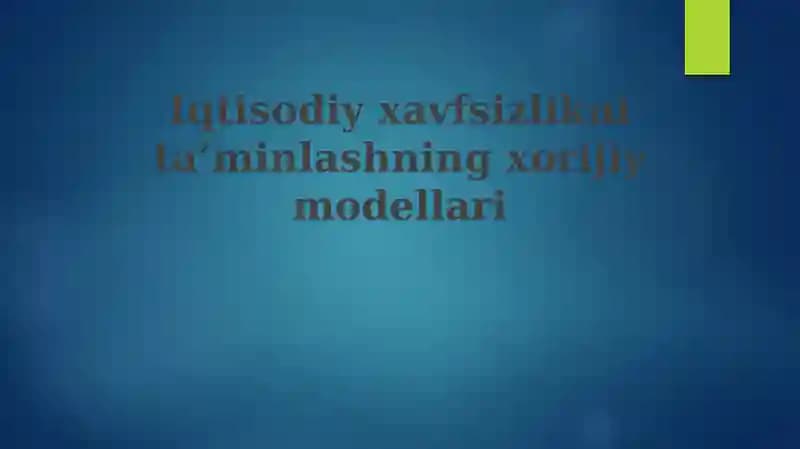 Iqtisodiy xavfsizlikning kontseptual asoslari