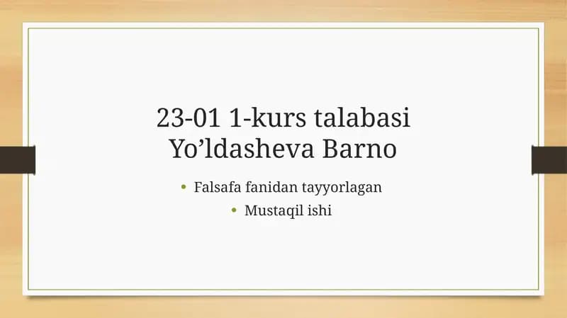 Falsafa fanidan tayyorlagan