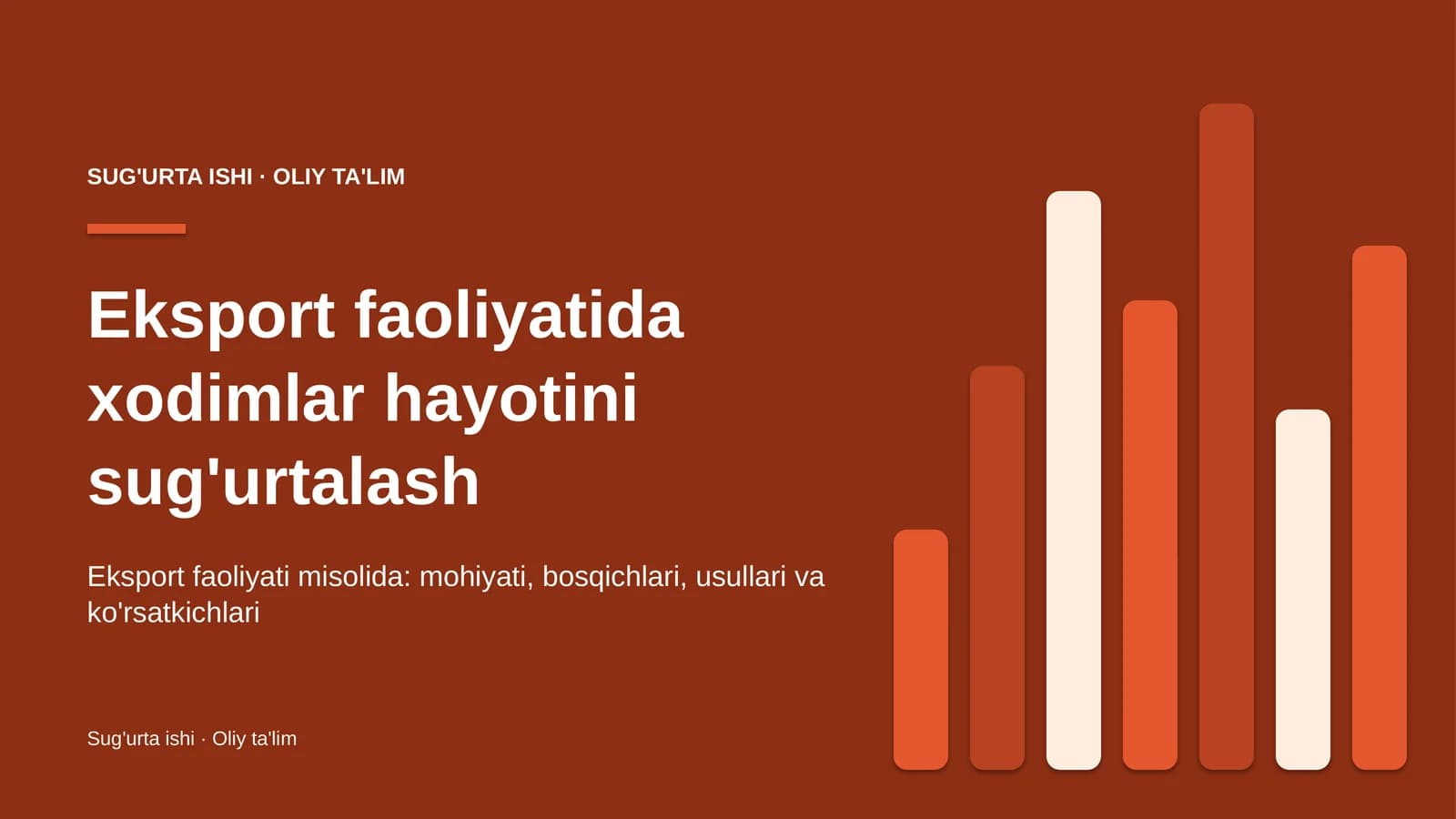 Eksport faoliyatida xodimlar hayotini sug'urtalash