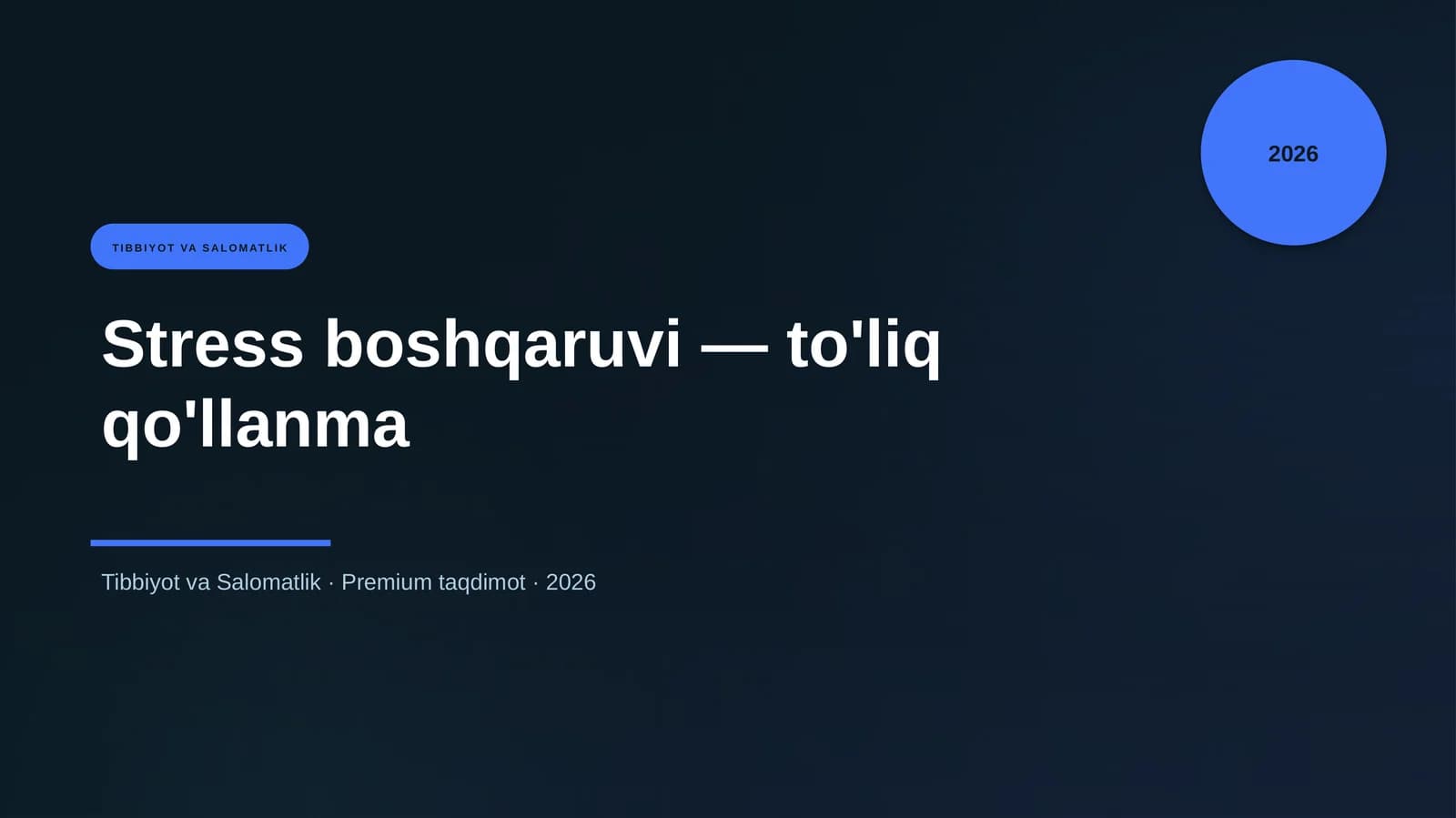 Stress boshqaruvi — to'liq qo'llanma