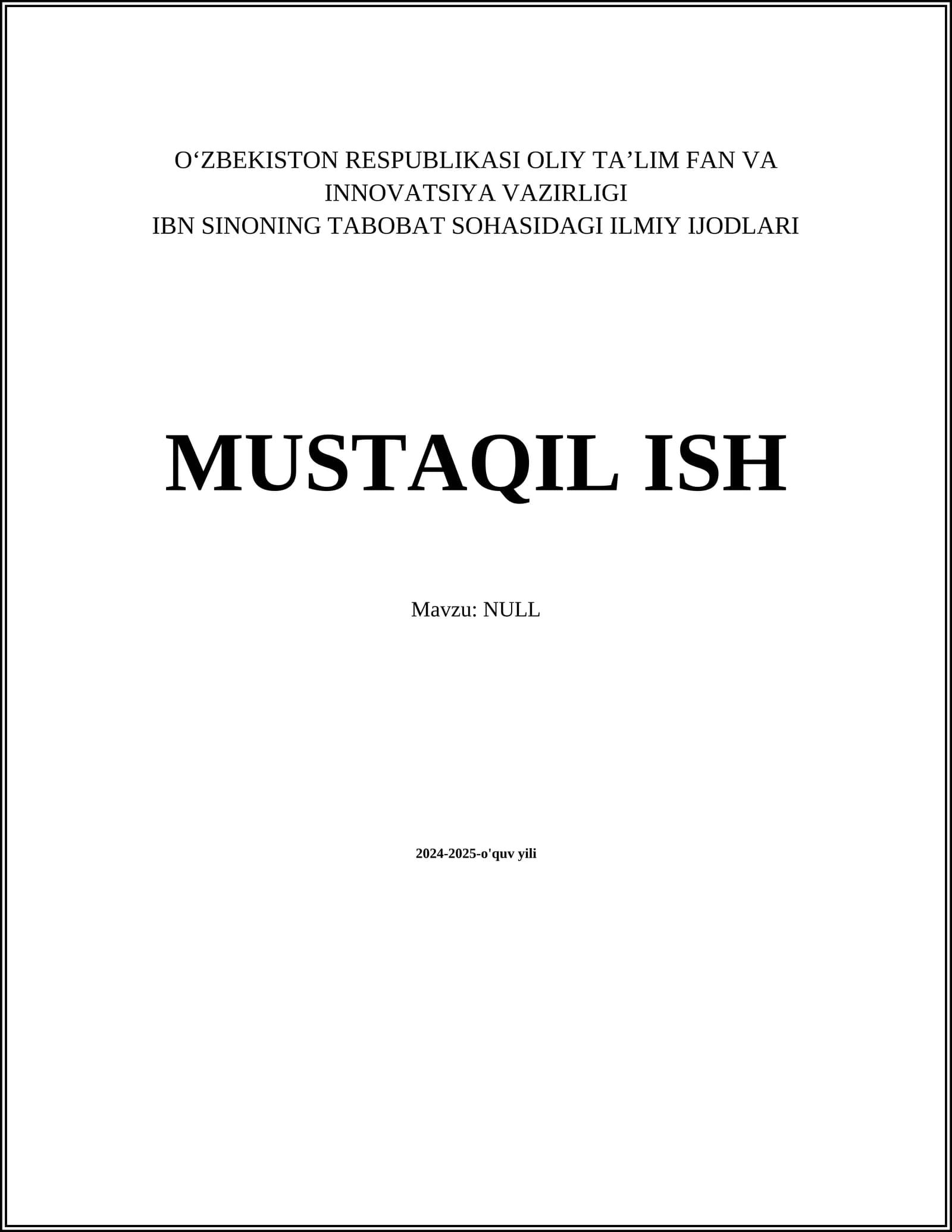 NULL soni va xossalari