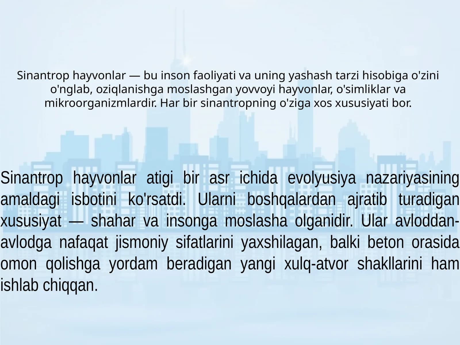 Biologiya - Sinantrop turlar