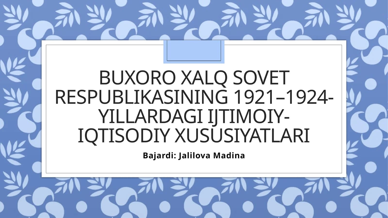 Buxoro Xalq Sovet Respublikasining 1921–1924-yillardagi ijtimoiy-iqtisodiy xususiyatlari