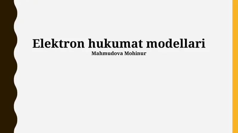 Elektron hukumat modellari