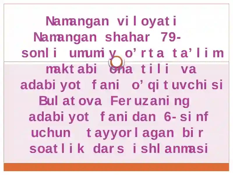 6-sinf adabiyoti darsi
