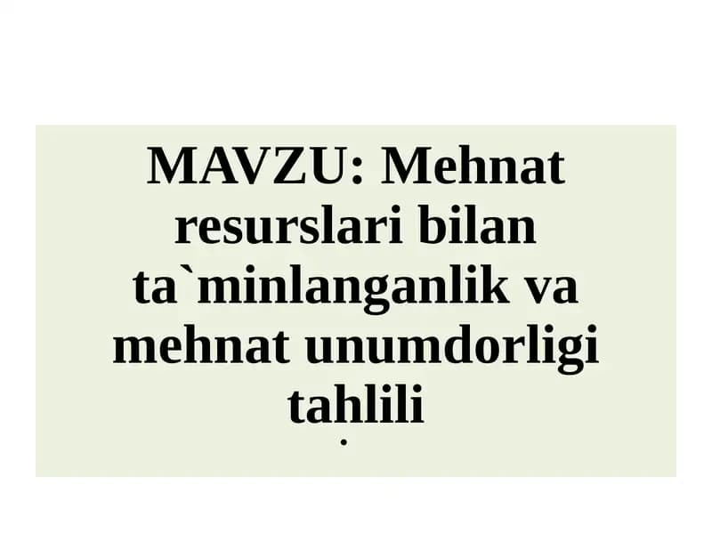 Mehnat resurslari bilan ta`minlanish