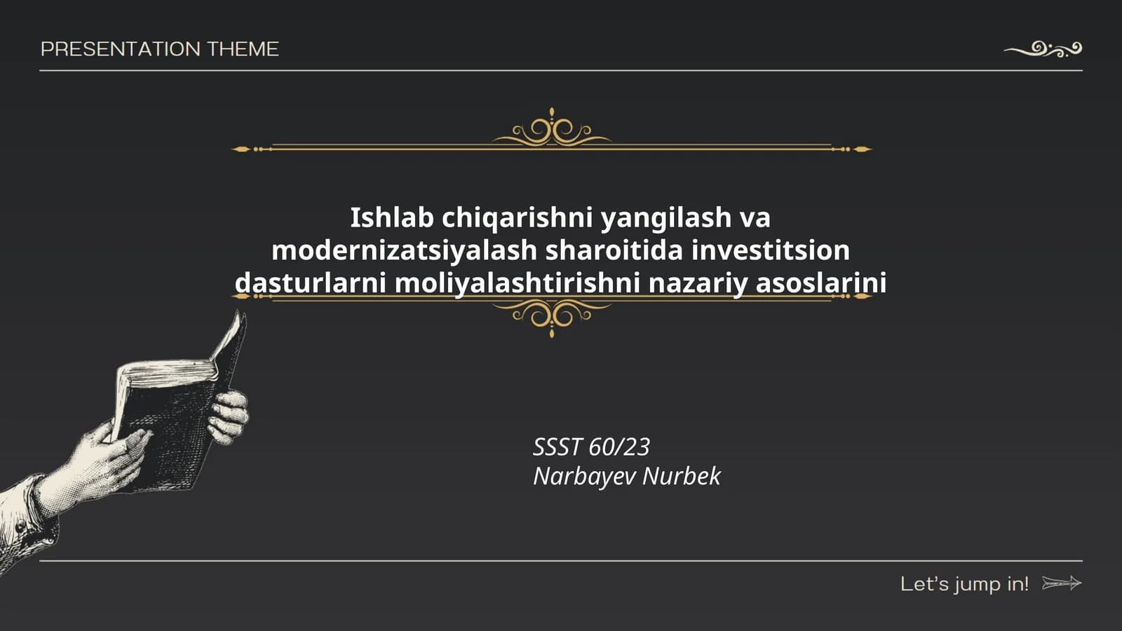 Investitsion dasturlarni moliyalashtirishni nazariy asoslarini