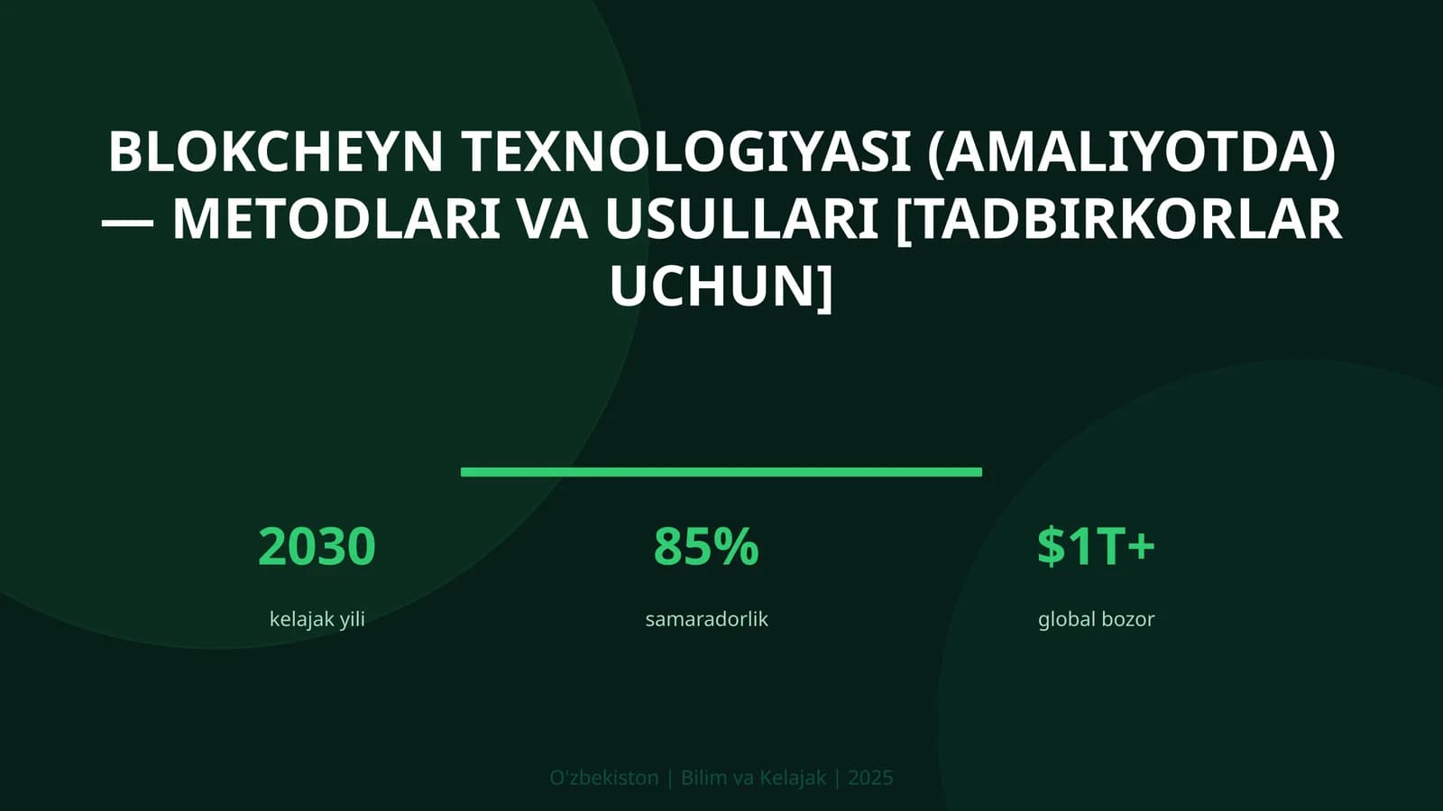 Blokcheyn Texnologiyasi (Amaliyotda) - Metodlari va Usullari [Tadbirkorlar Uchun]