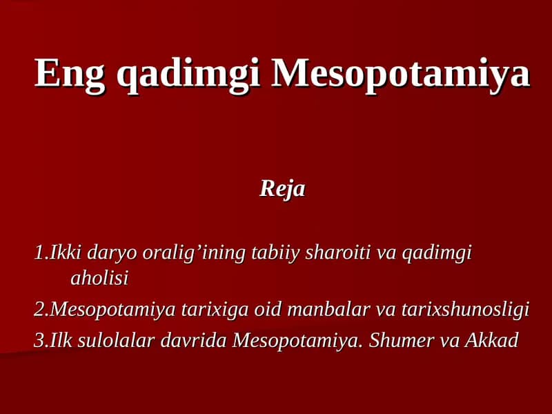 Eng qadimgi Mesopotamiya