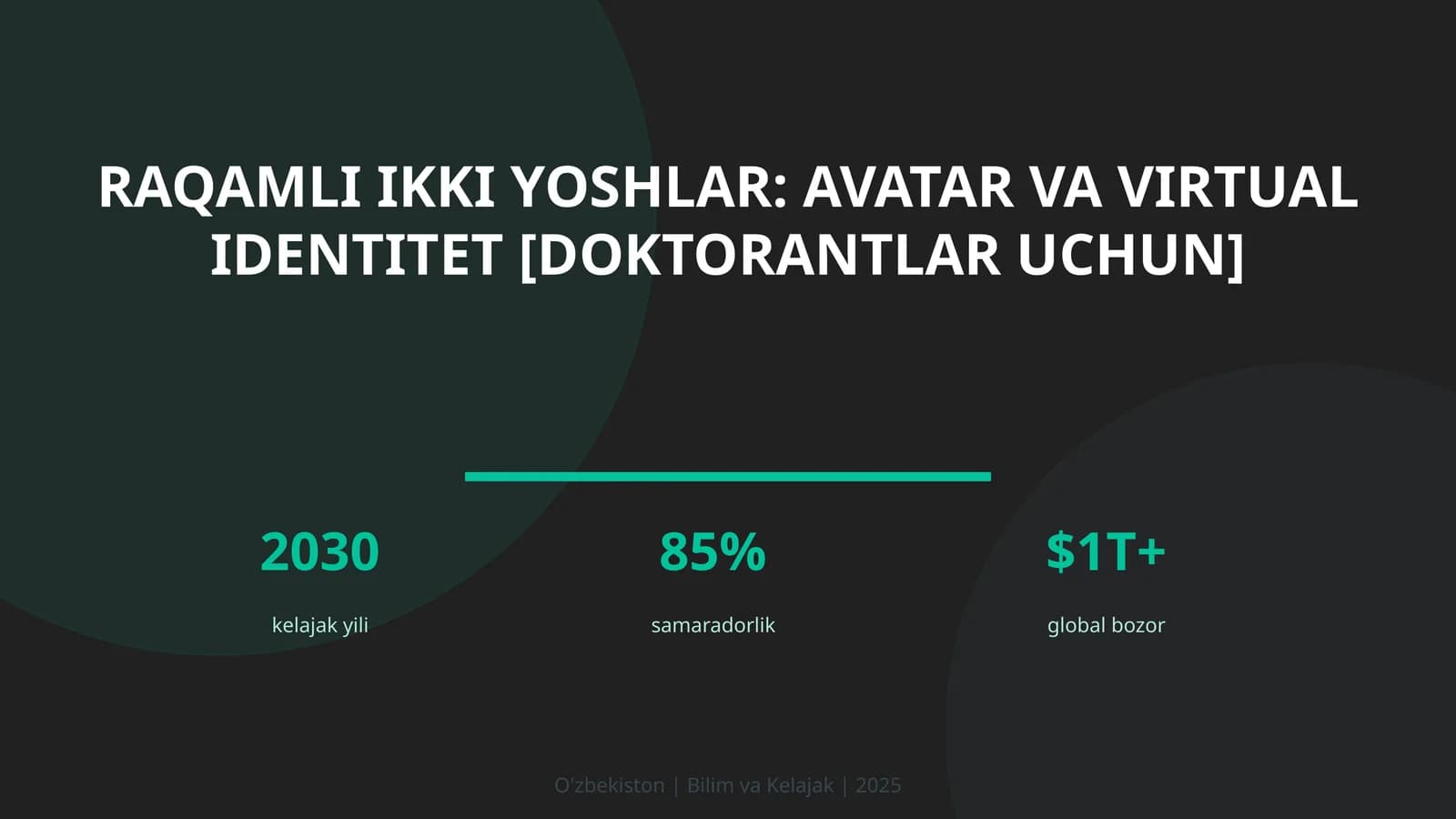 Raqamli ikki yoshlar: avatar va virtual identitet [doktorantlar uchun]