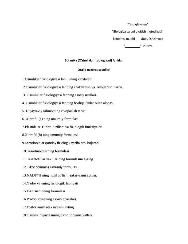 Biologiya va uni o`qitish metodikasi