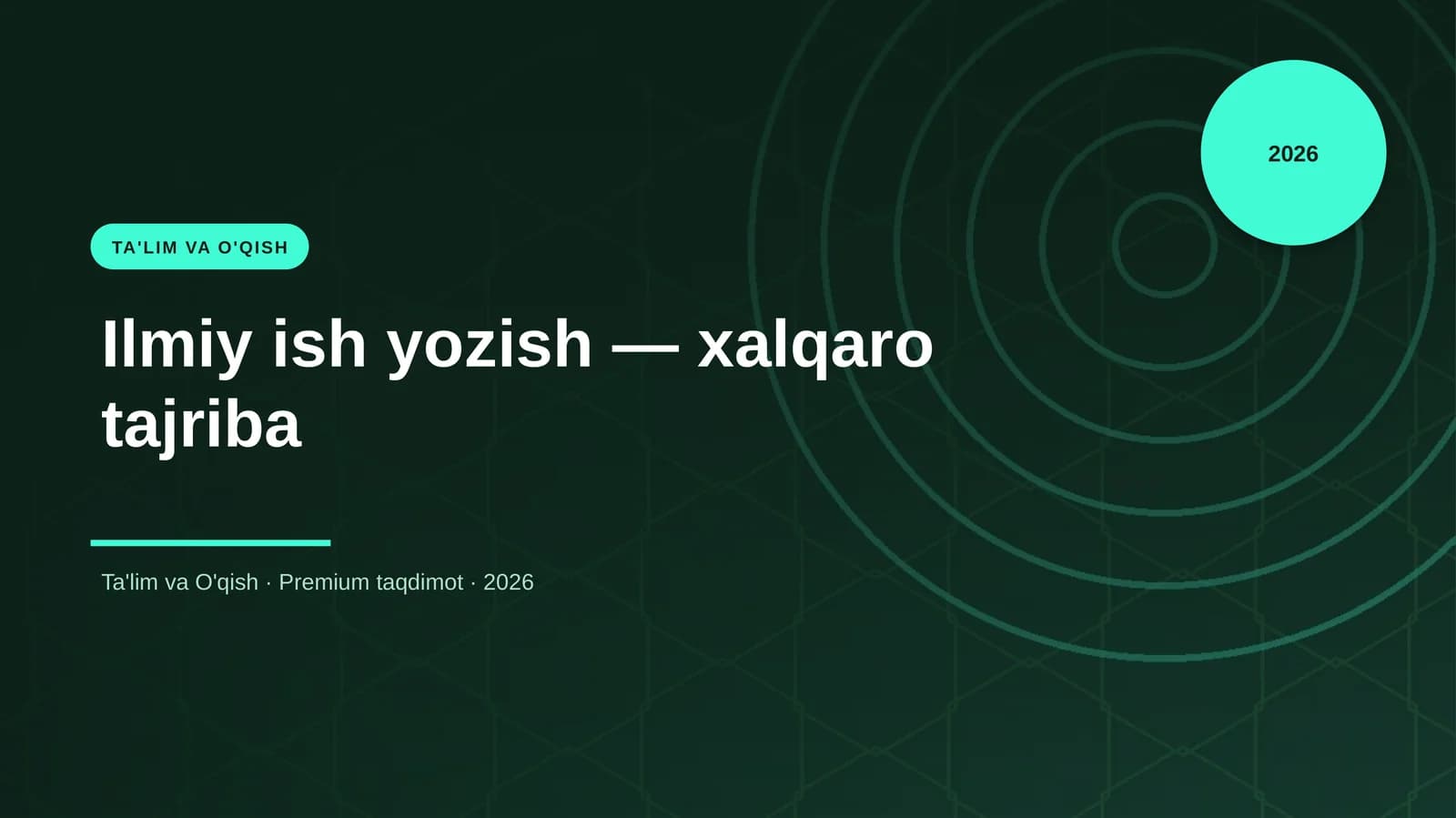 Ilmiy ish yozish — xalqaro tajriba