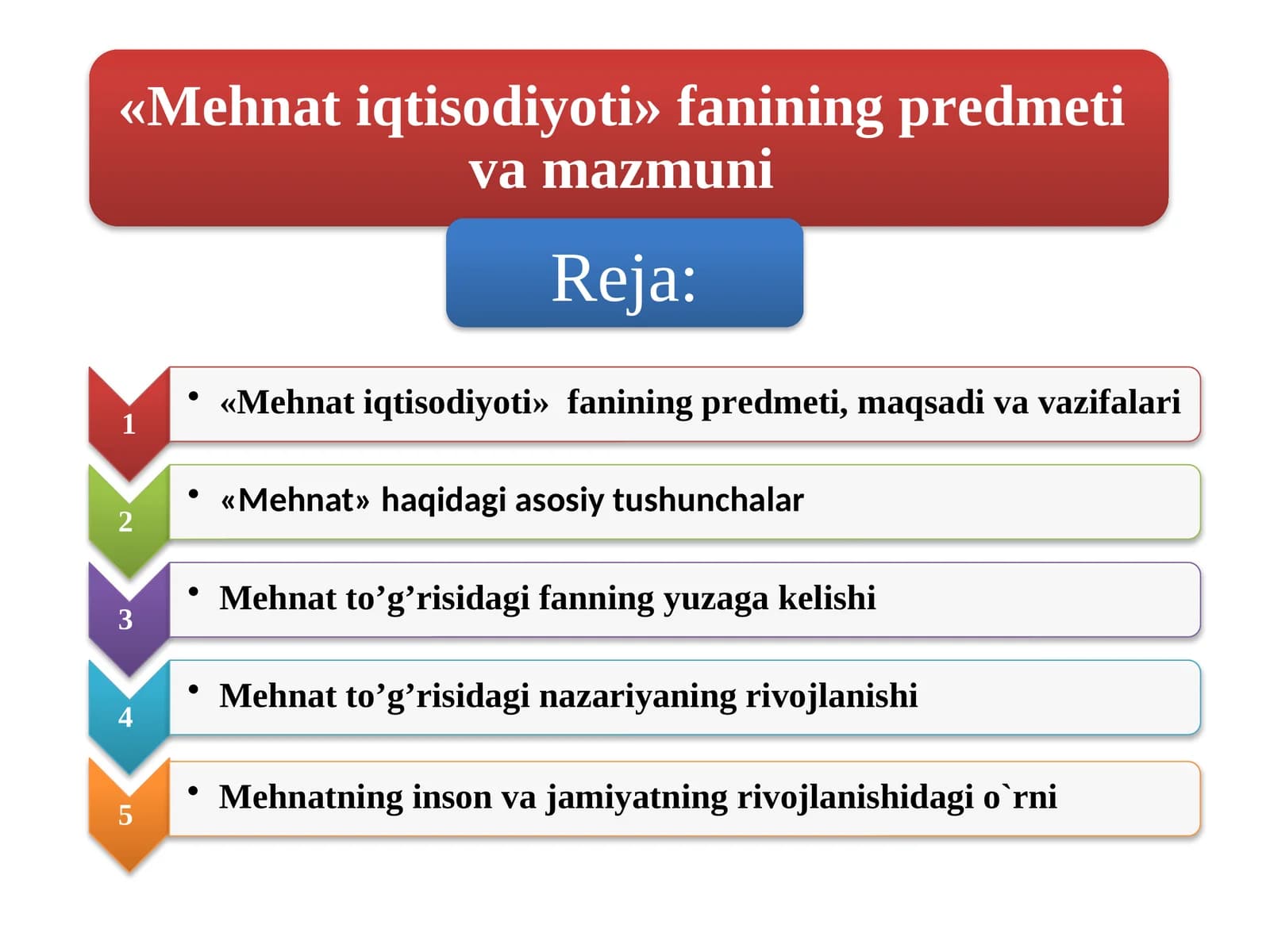 «Mеhnat iqtisodiyoti» fanining prеdmеti  va mazmuni