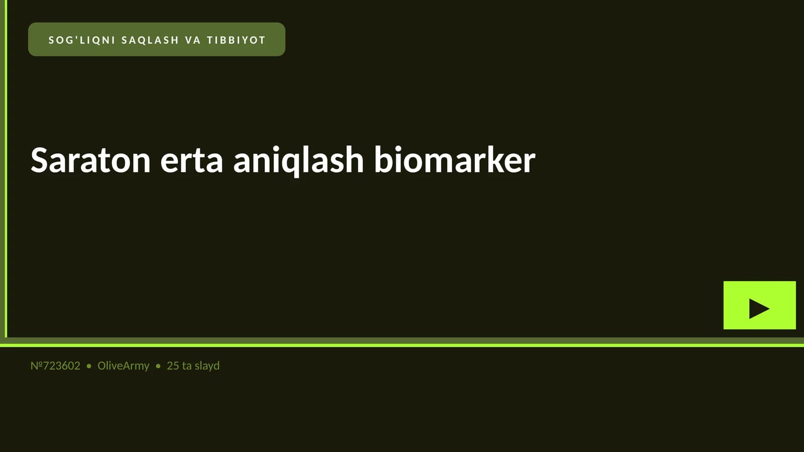 Saraton erta aniqlash biomarker