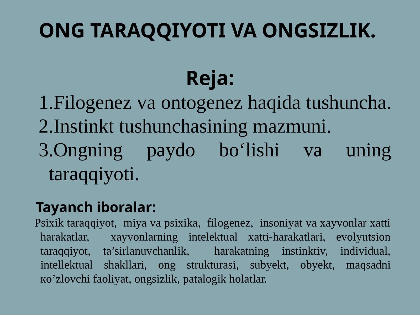 ONG TARAQQIYOTI VA ONGSIZLIK