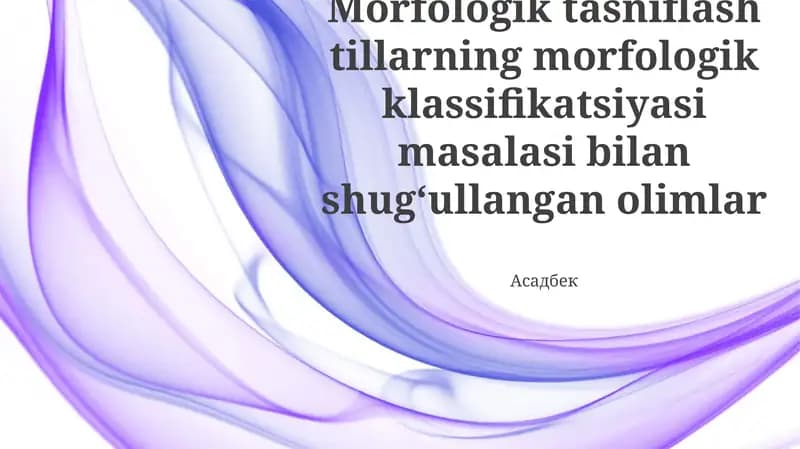 Morfologik tasniflash tillarning morfologik klassifikatsiyasi