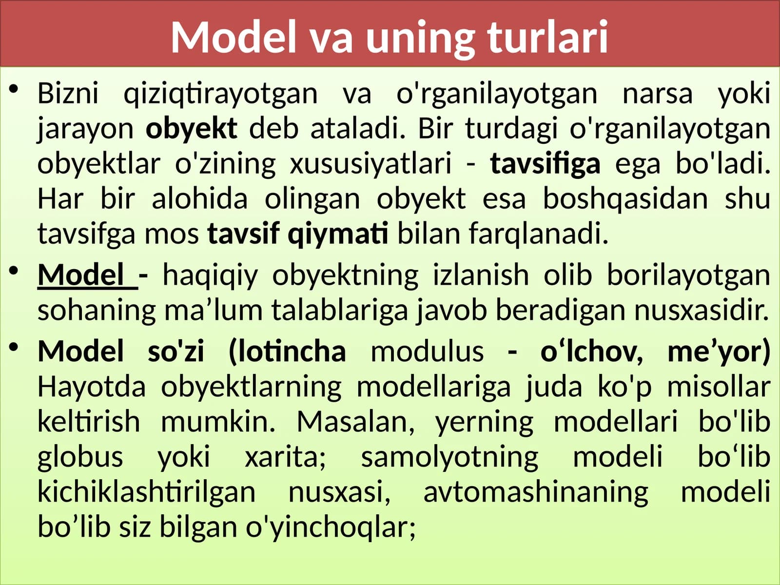 Model vauning turlari