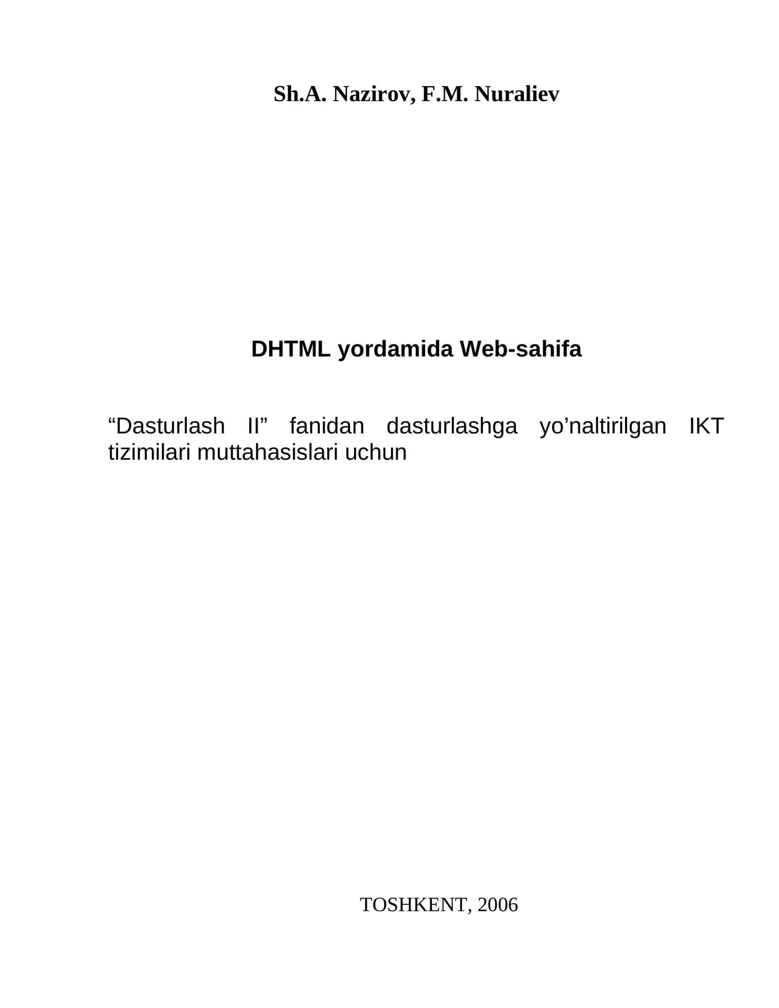 DHTML yordamida Web-sahifa
