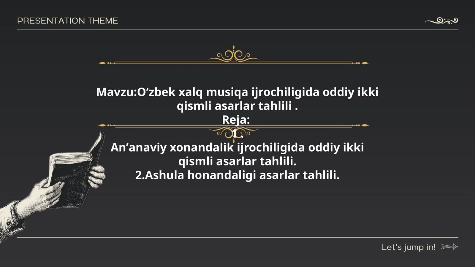 Oʻzbek xalq musiqa ijrochiligida oddiy ikki qismli asarlar tahlili