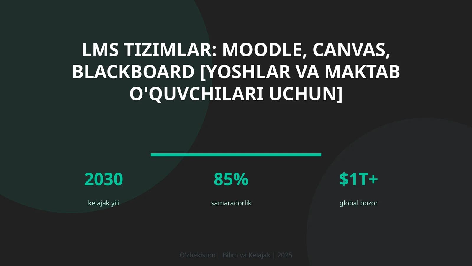 LMS tizimlar: Moodle, Canvas, Blackboard [yoshlar va maktab o'quvchilari uchun]
