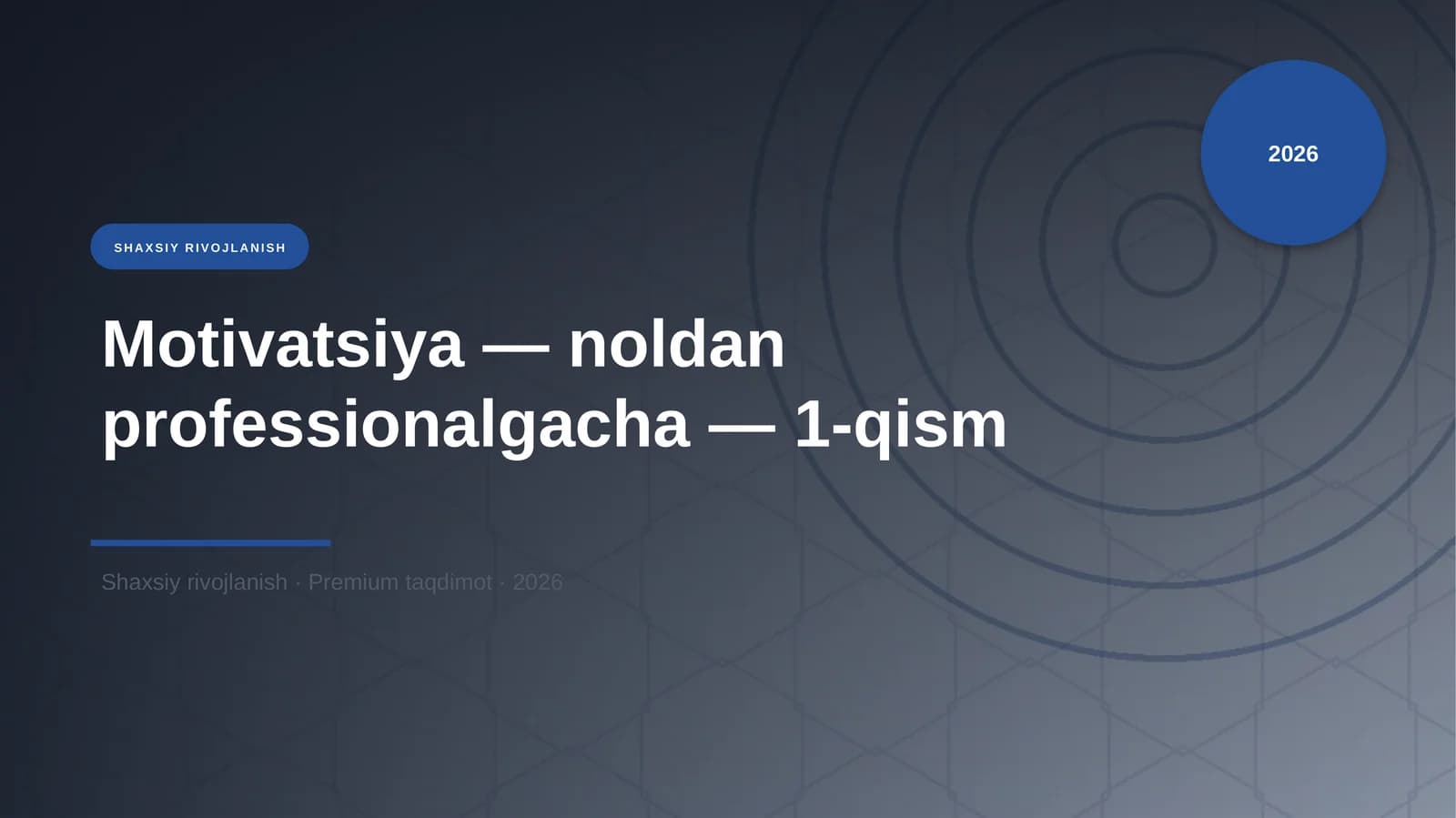 Motivatsiya — noldan professionalgacha — 1-qism