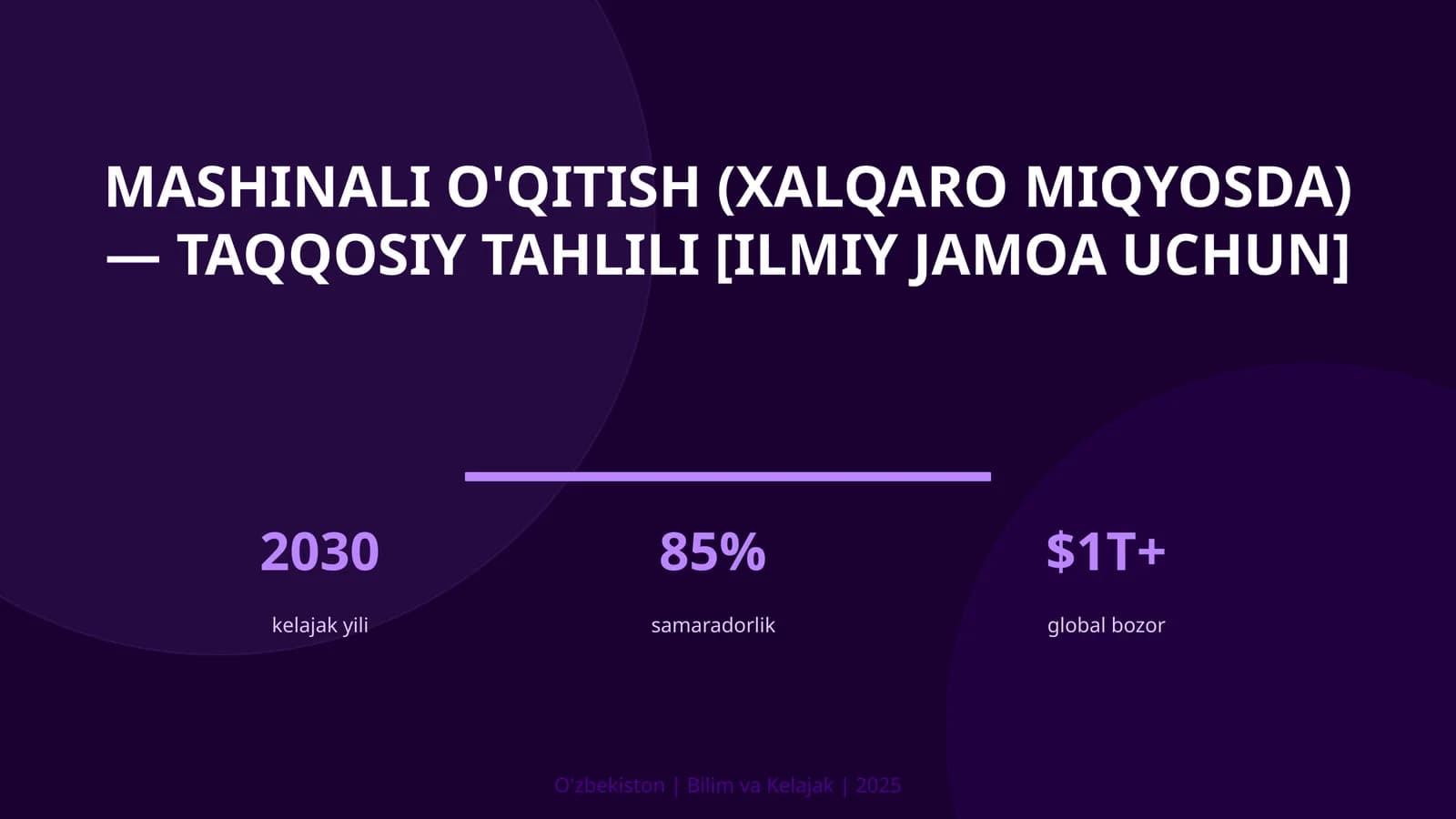 MASHINALI O'QITISH (XALQARO MIQYOSDA) — TAQQOSIY TAHLILI [ILMIY JAMOA UCHUN]