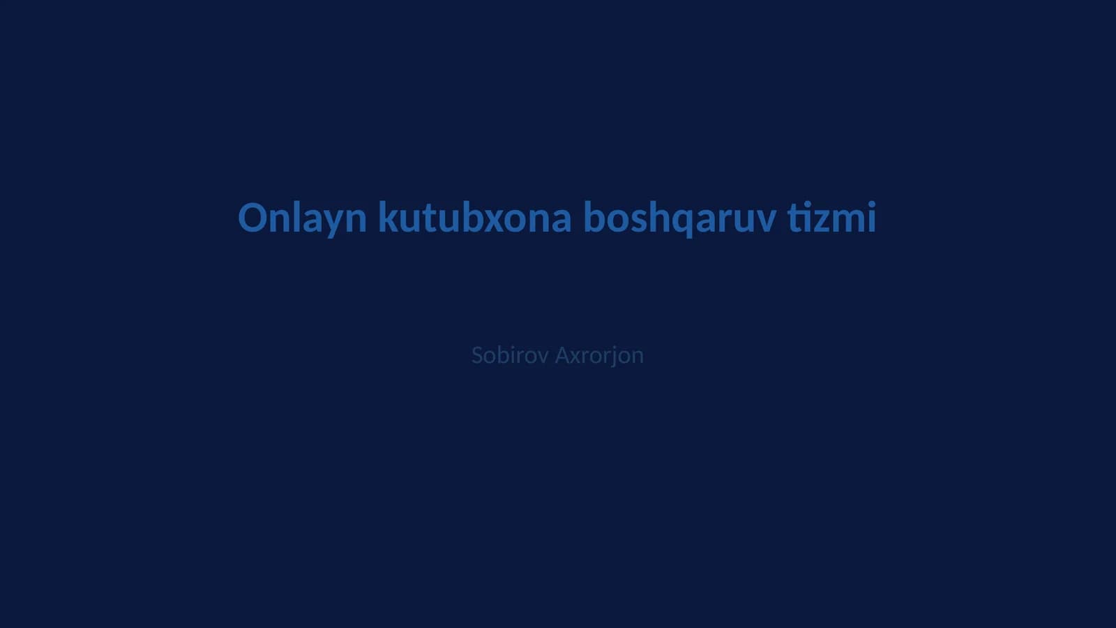 Onlayn kutubxona boshqaruv tizmi