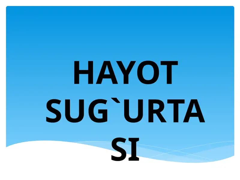 Hayot Sug`urtasi.