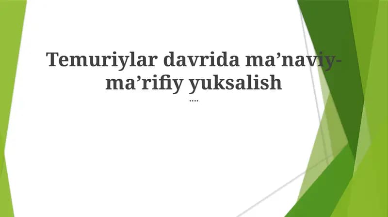 Temuriylar merosi: Dunyoga abadiy ta'sir