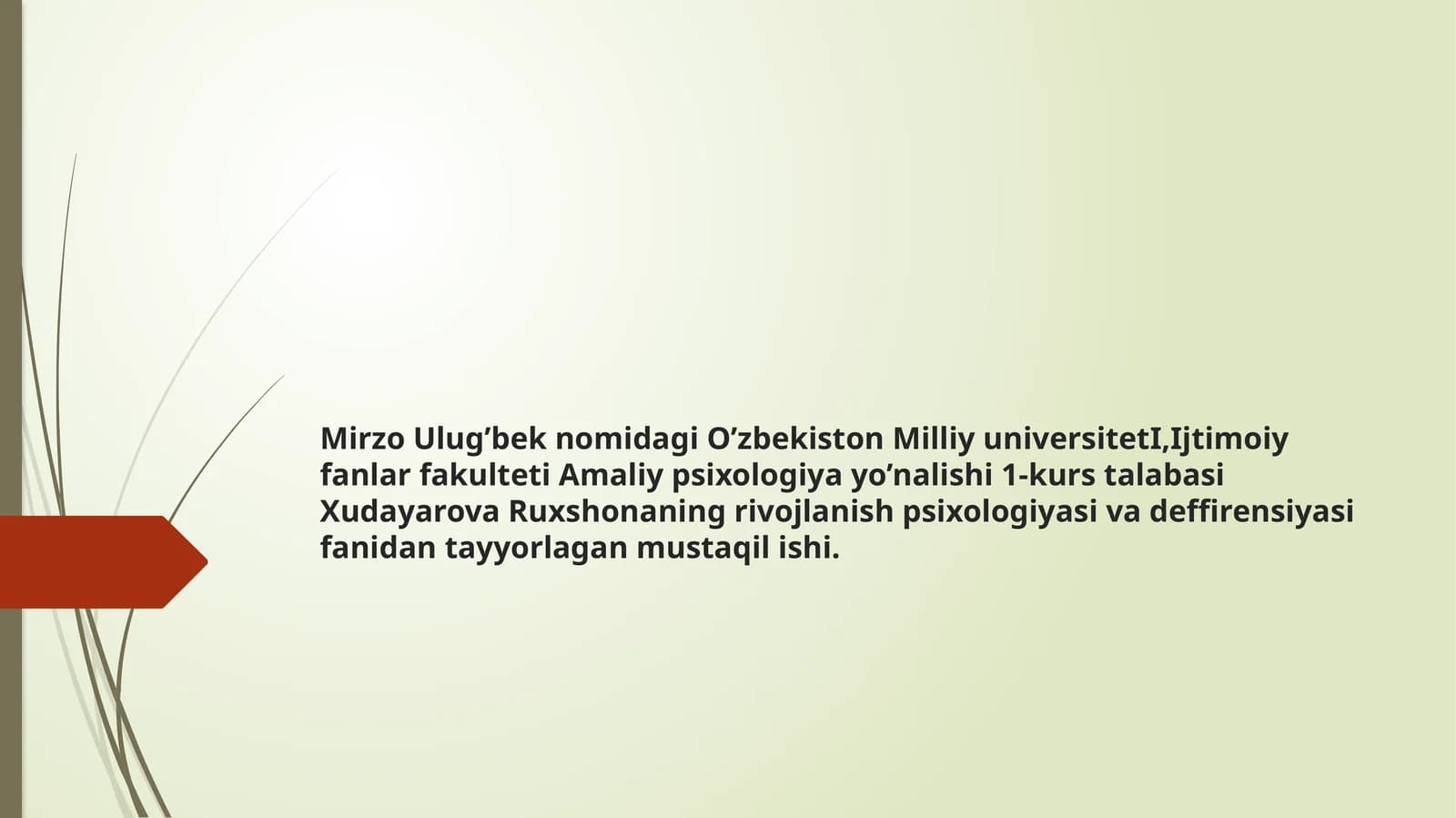 Amaliy psixologiya yo'nalishi 1-kurs talabasi