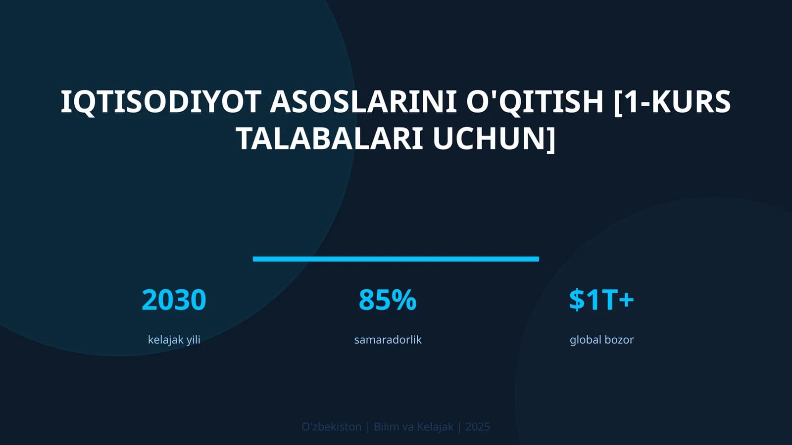 Iqtisodiyot asoslarini o'qitish [1-kurs talabalari uchun]