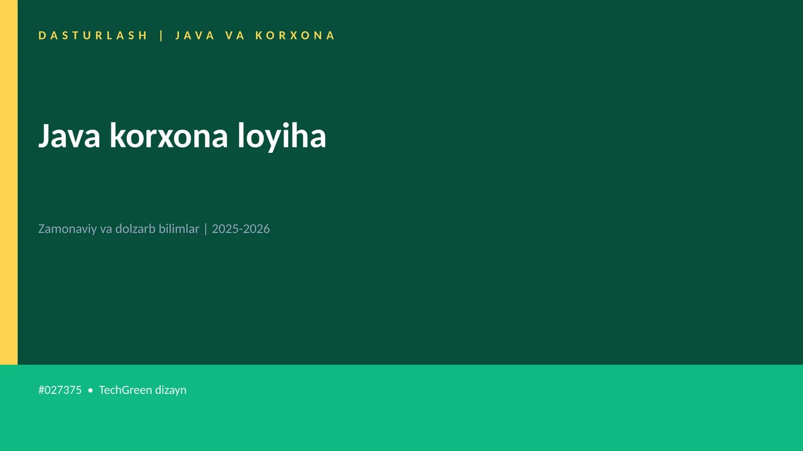 Java korxona loyiha