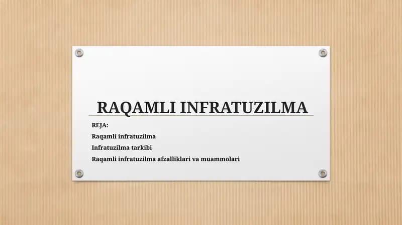 RAQAMLI INFRATUZILMA