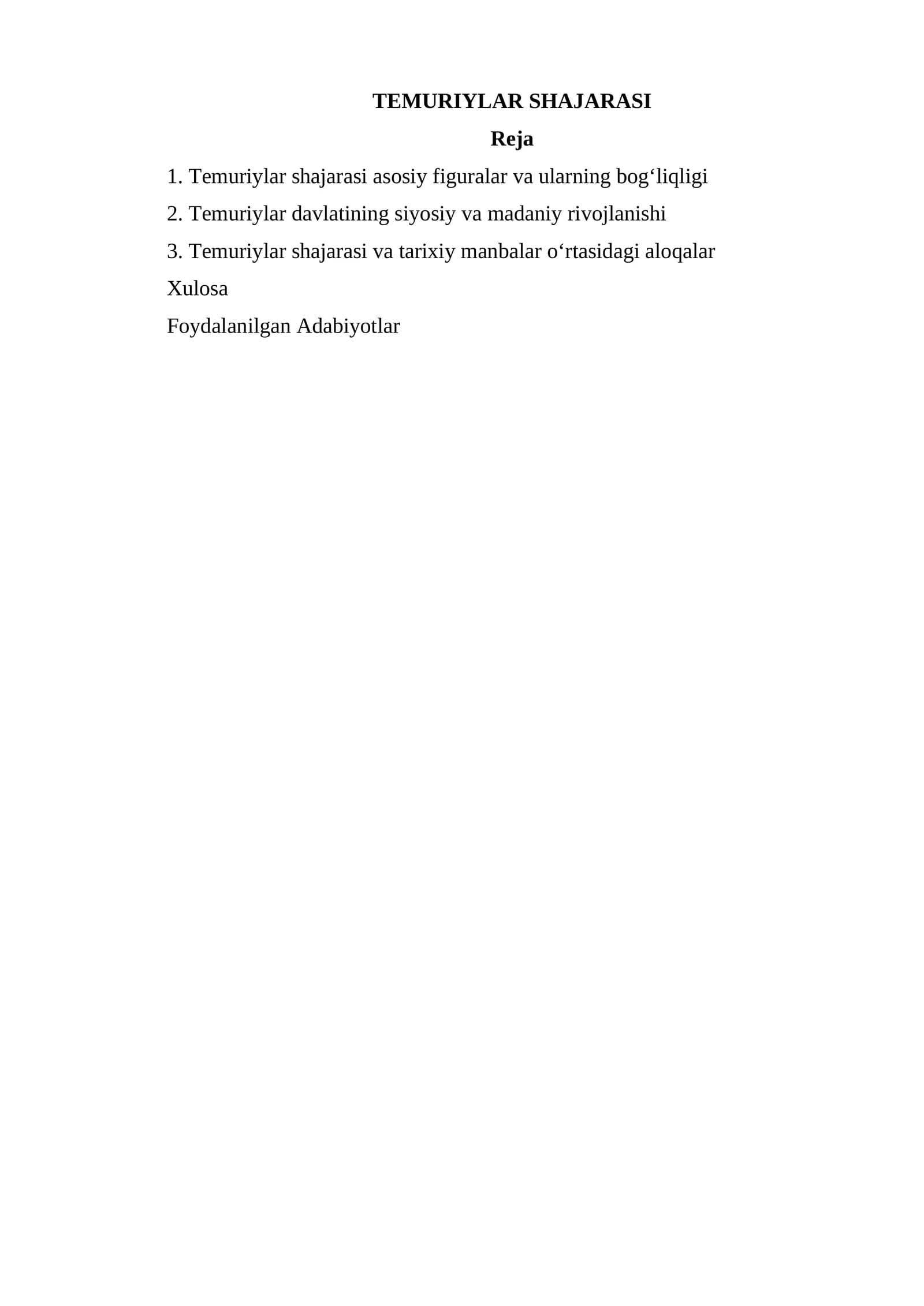 TEMURIYLAR SHAJARASI