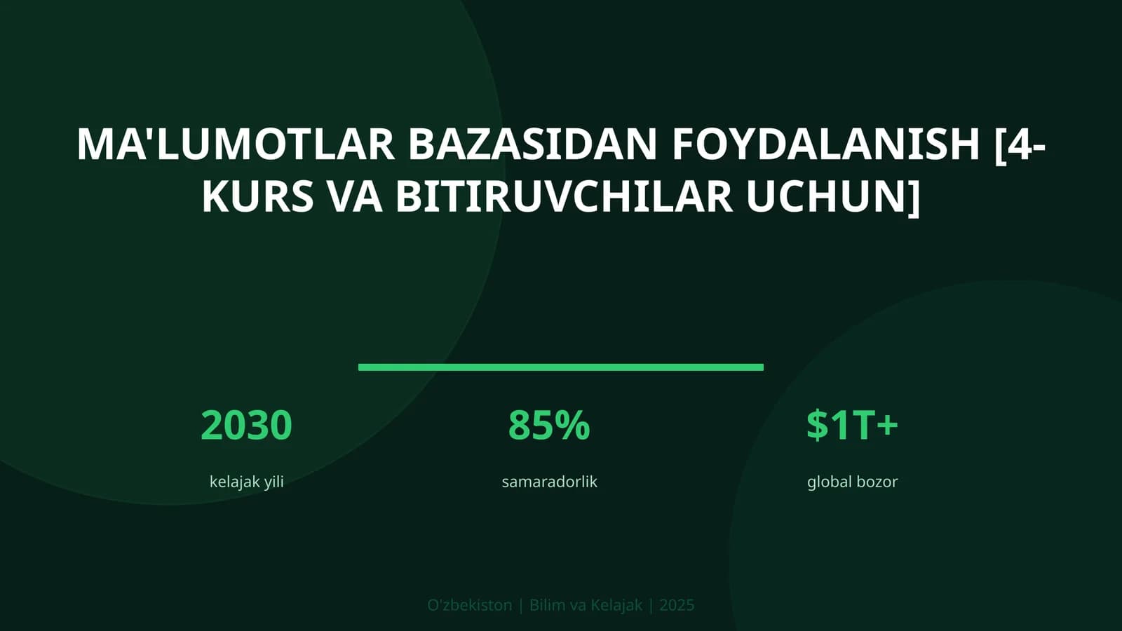 Ma'lumotlar bazasidan foydalanish [4-kurs va bitiruvchilar uchun]