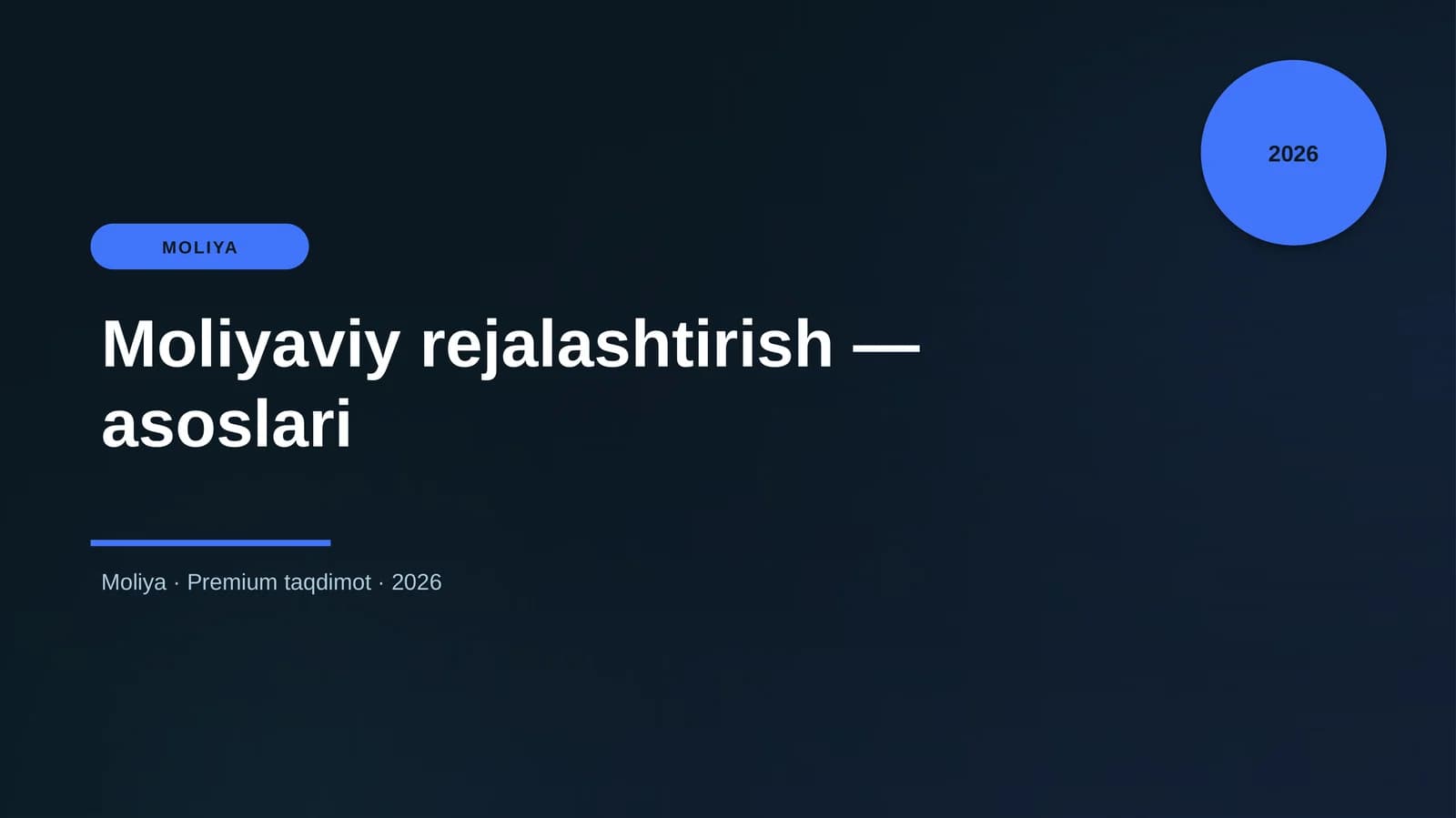 Moliyaviy rejalashtirish — asoslari