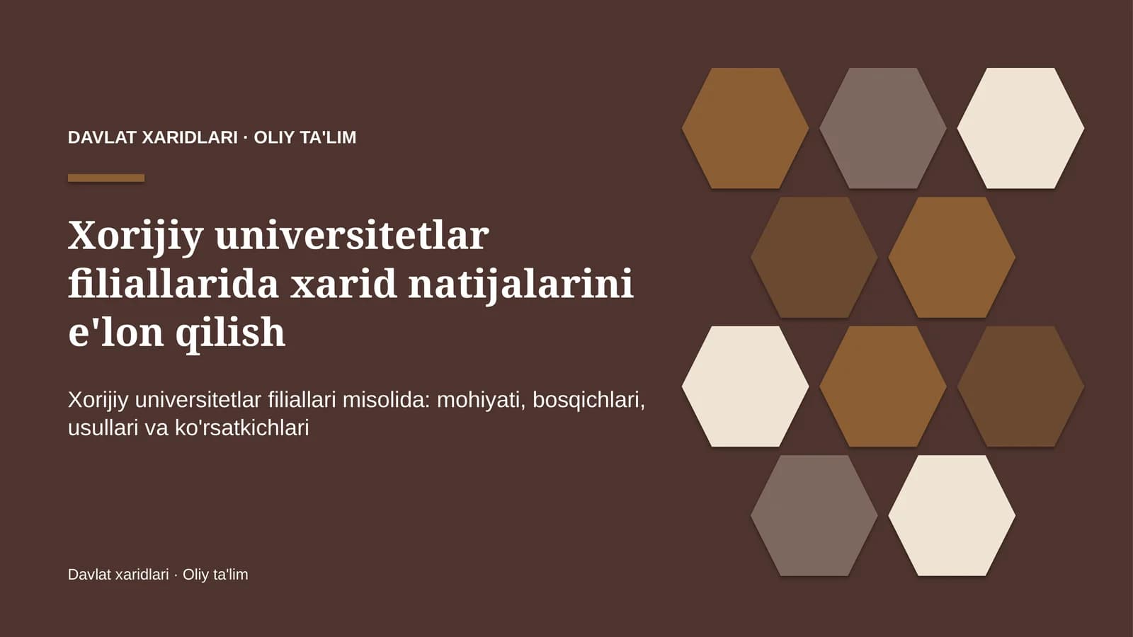 Xorijiy universitetlar filiallarida xarid natijalarini e'lon qilish