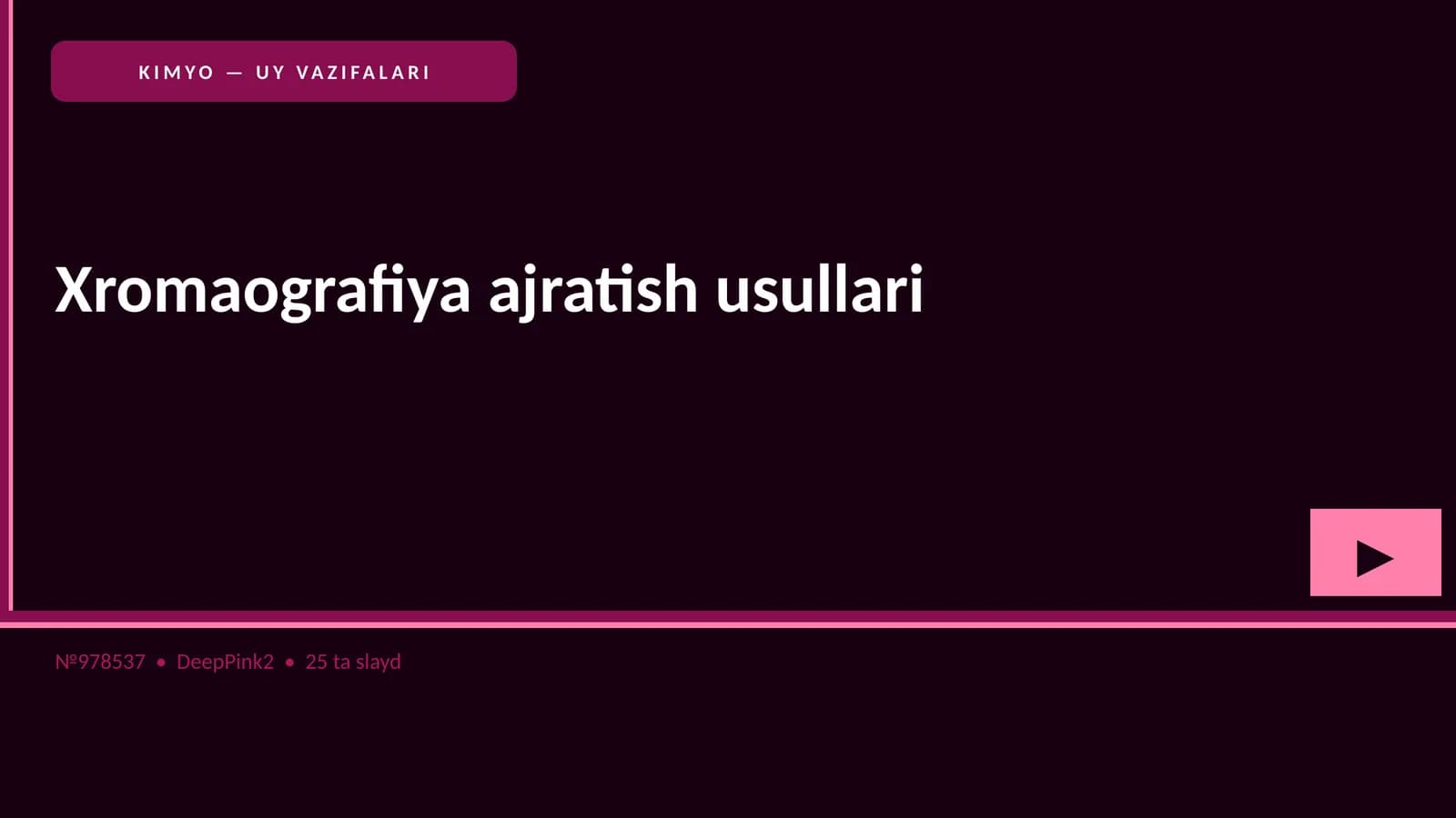KIMYO — UY VAZIFALARI Xromaografiya ajratish usullari
