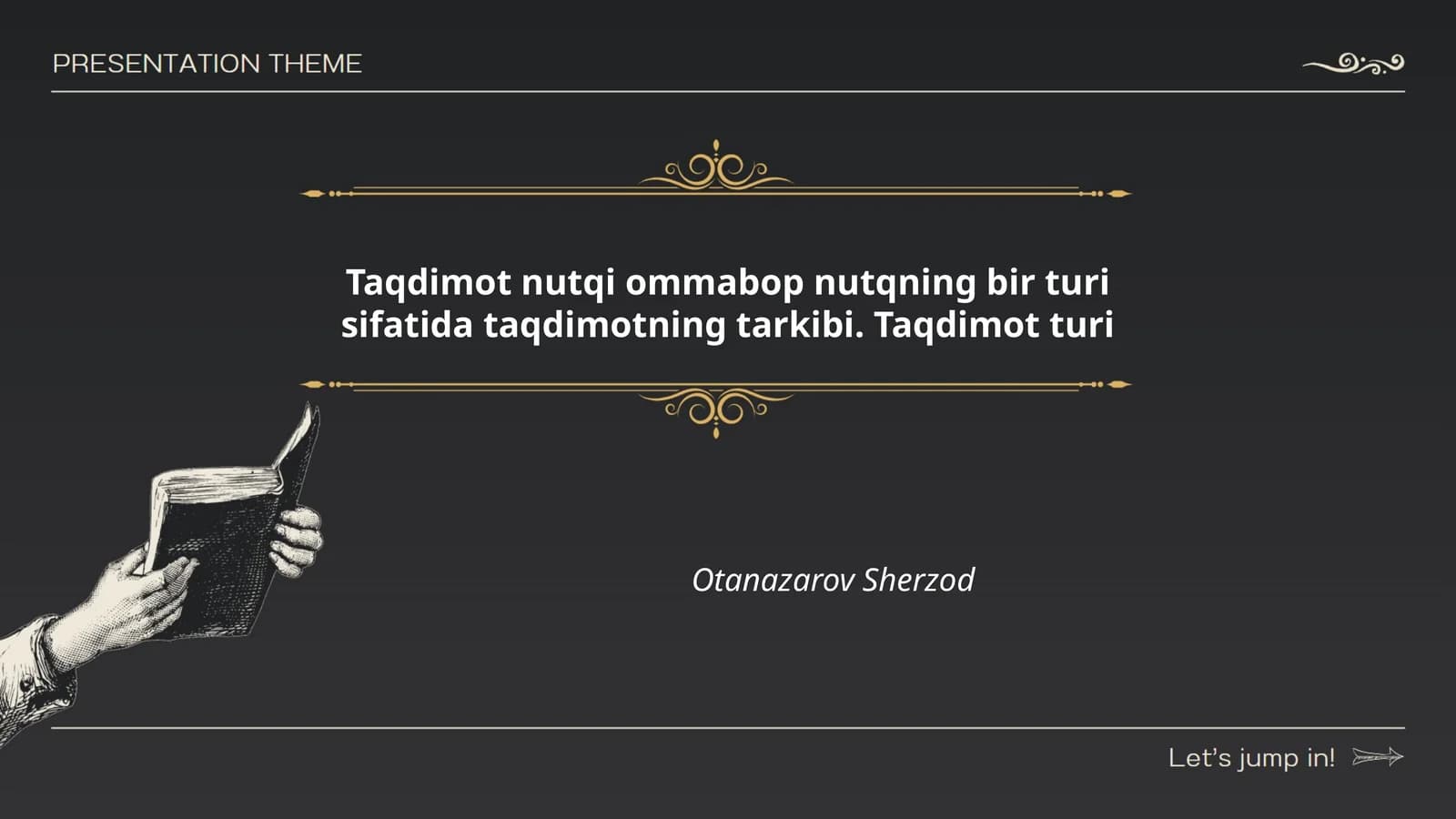 Taqdimot nutqi ommabop nutqning bir turi sifatida taqdimotning tarkibi. Taqdimot turi