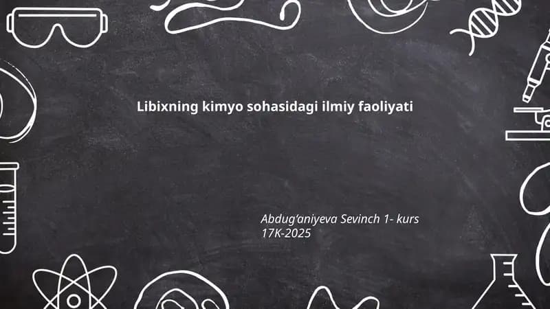 Libixning kimyo sohasidagi ilmiy faoliyati