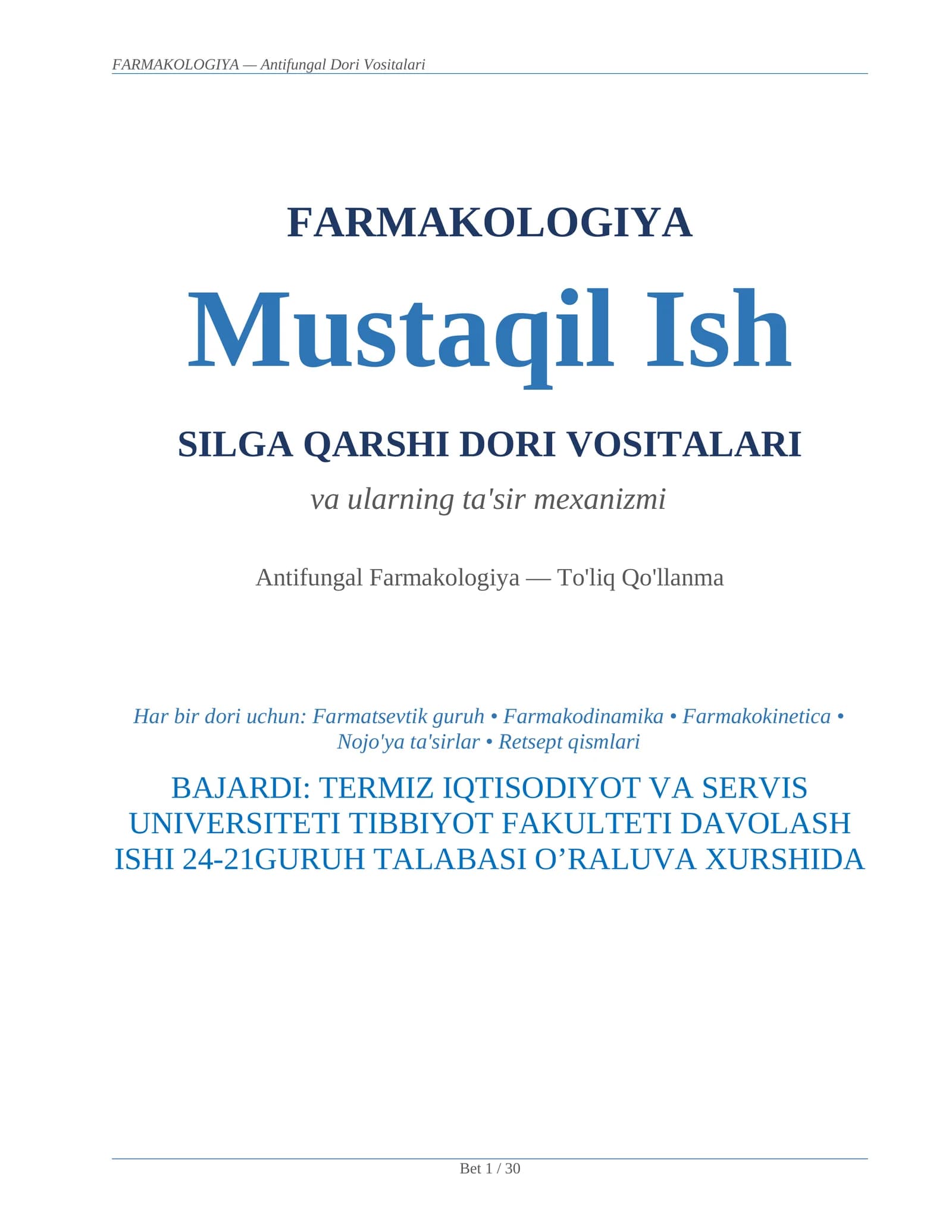 SILGA QARSHI DORI VOSITALARI MUSTAQIL ISH