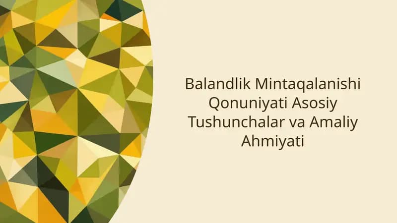 Balandlik Mintaqalanishi Qonuniyati Asosiy Tushunchalar va Amaliy Ahmiyati
