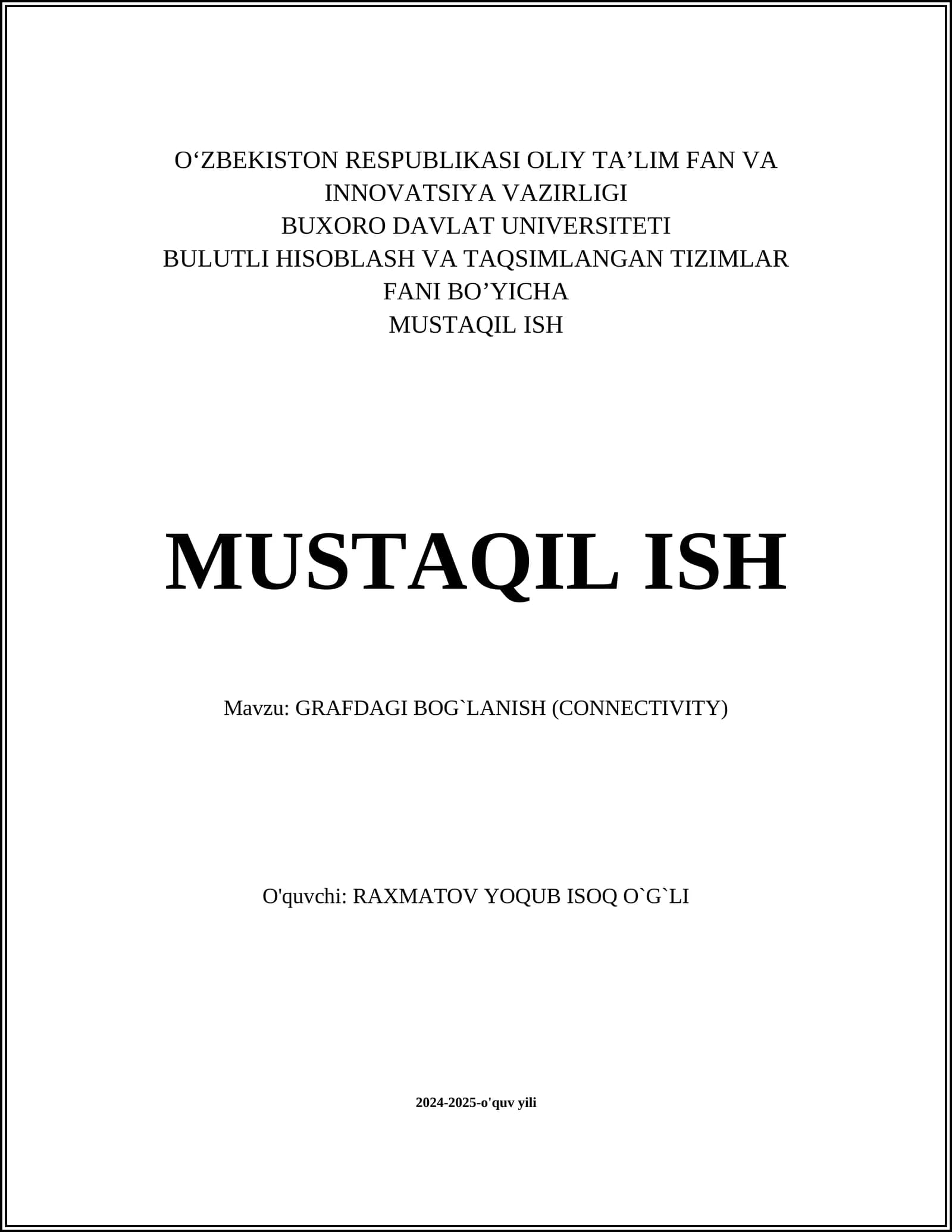 GRAFDAGI BOG`LANISH (CONNECTIVITY)