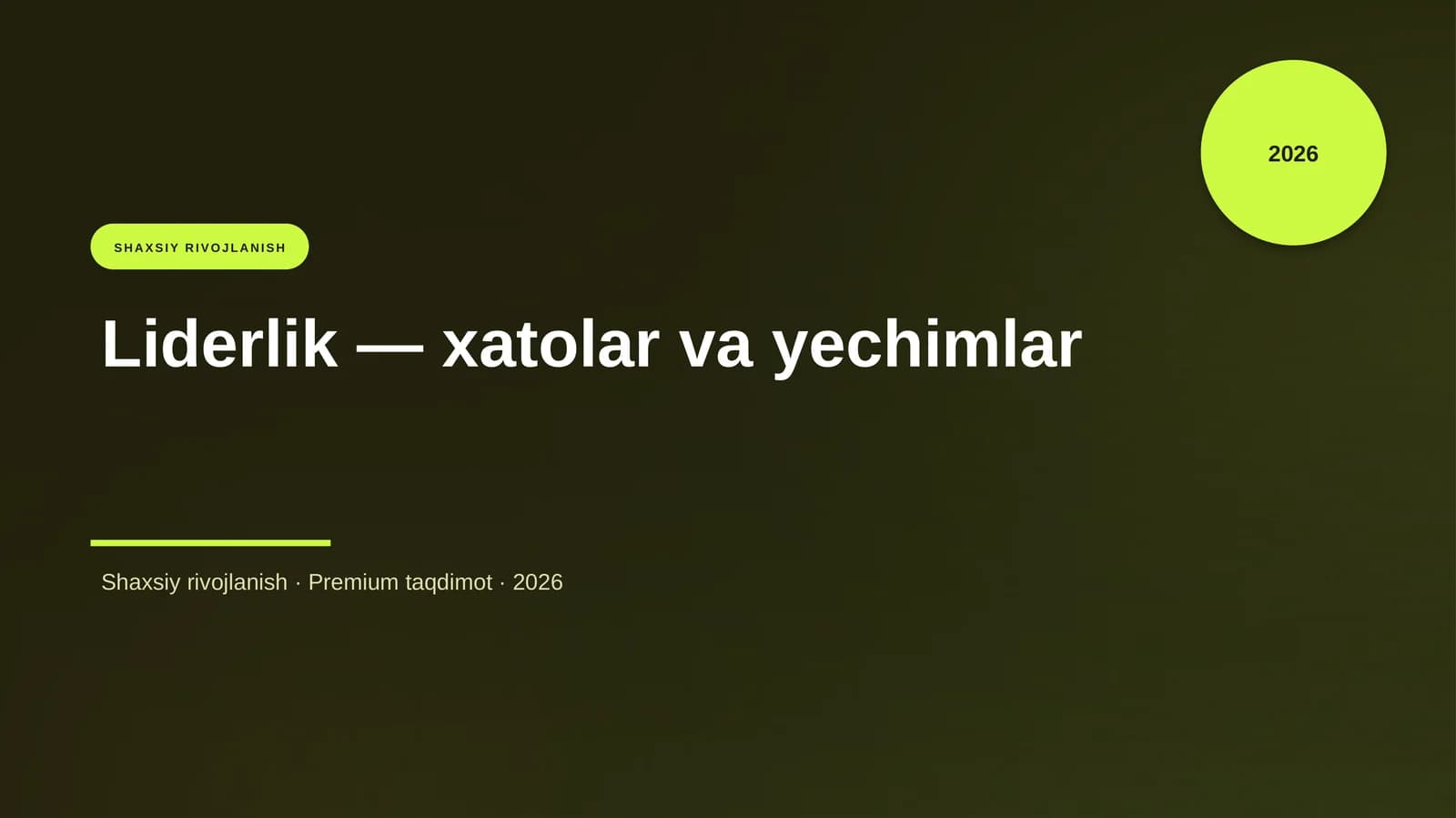 Liderlik — xatolar va yechimlar