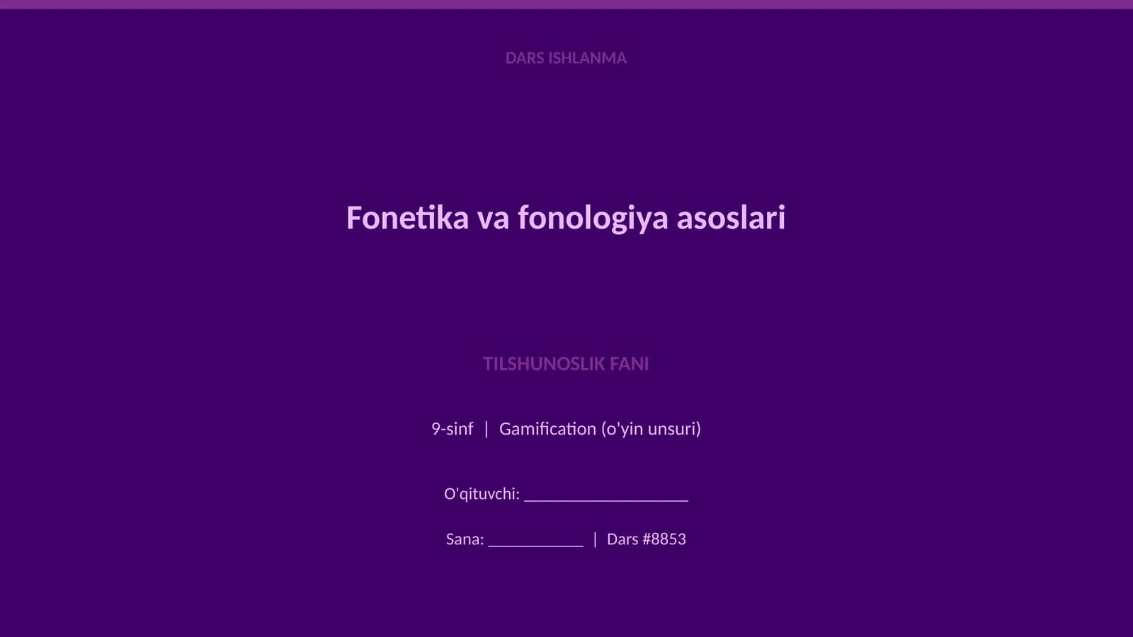 Fonetika va fonologiya asoslari