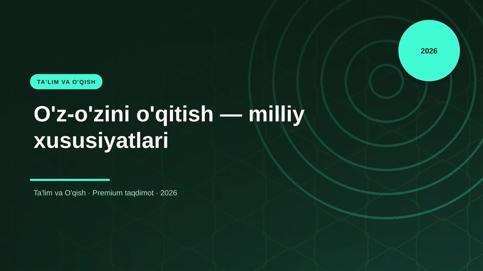 O'z-o'zini o'qitish — milliy xususiyatlari