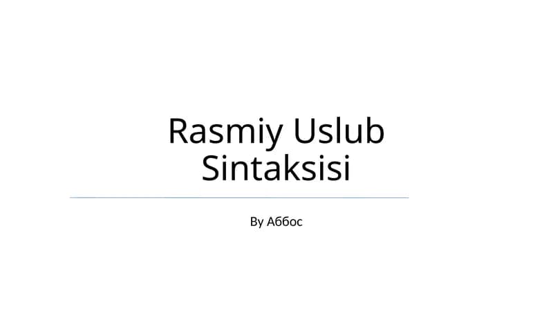 Rasmiy Uslub Sintaksisi